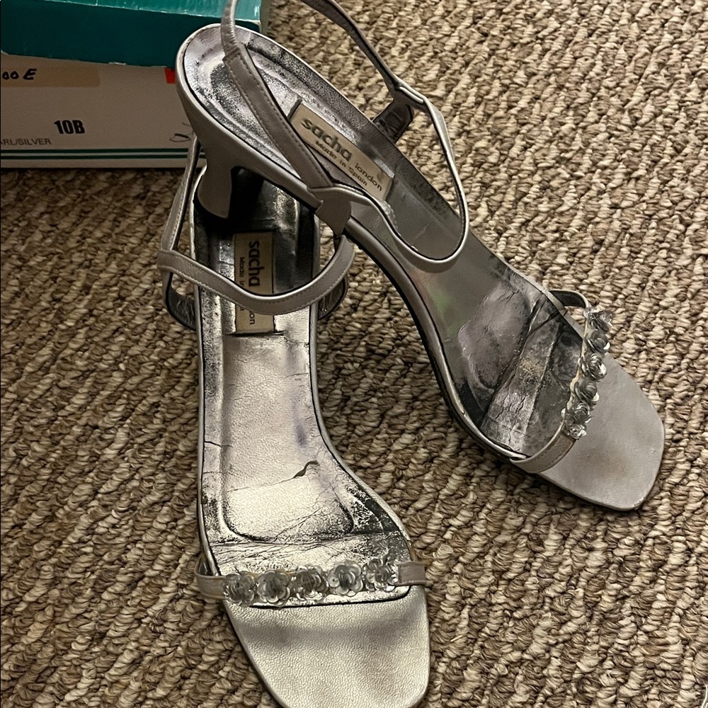 Sacha London Metallic Silver Sandals